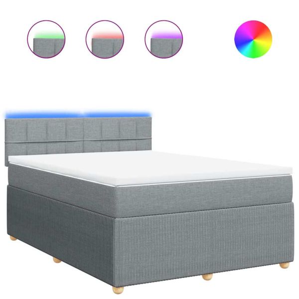 Боксспринг легло с матрак, светлосиво, 140x200 см, плат