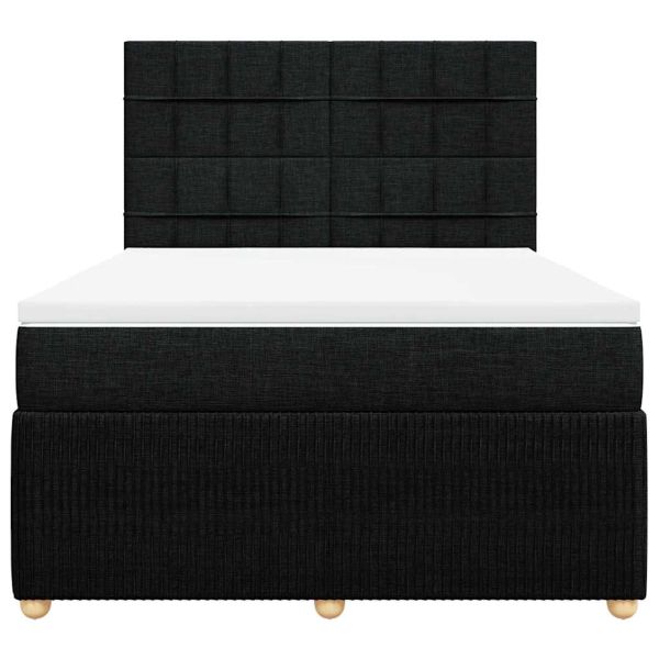 Боксспринг легло с матрак, черно, 140x200 см, плат