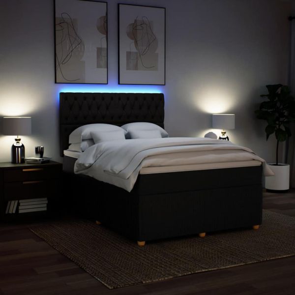 Боксспринг легло с матрак, черно, 160x200 см, плат