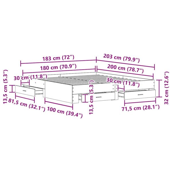 Рамка за легло Старо дърво 180 x 200 cm Инженерно дърво