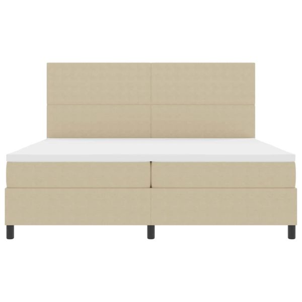 LED кутия за пружини с легло Светлосив и бял 200 x 200 cm