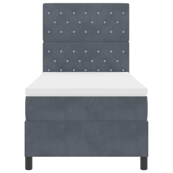 Легло с пружинирана основа Тъмен сив 90 x 190 cm текстил