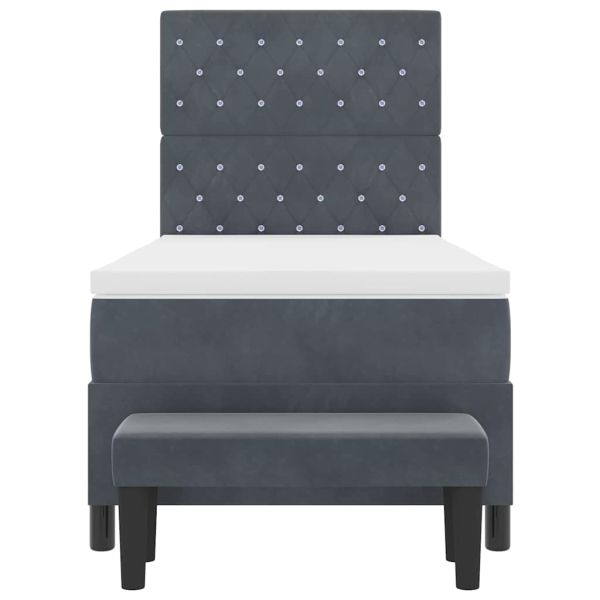 Легло с пружинирана основа с матрак Тъмносив 90 x 190 cm Кадифе