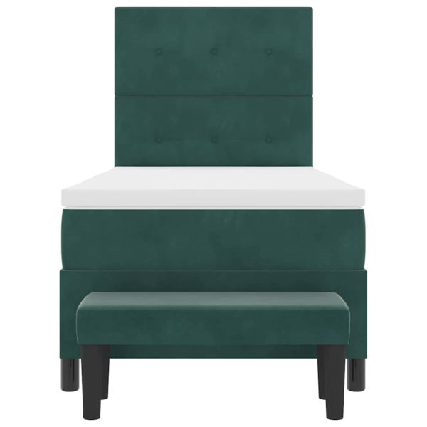 Легло с пружинирана основа Тъмнозелено 90 x 200 cm Кадифе