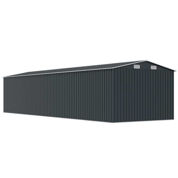 Градинска барака, антрацит, 257x990x181 см, поцинкована стомана