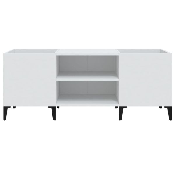 Шкаф за грамофонни плочи бял 121x38x48 см инженерно дърво