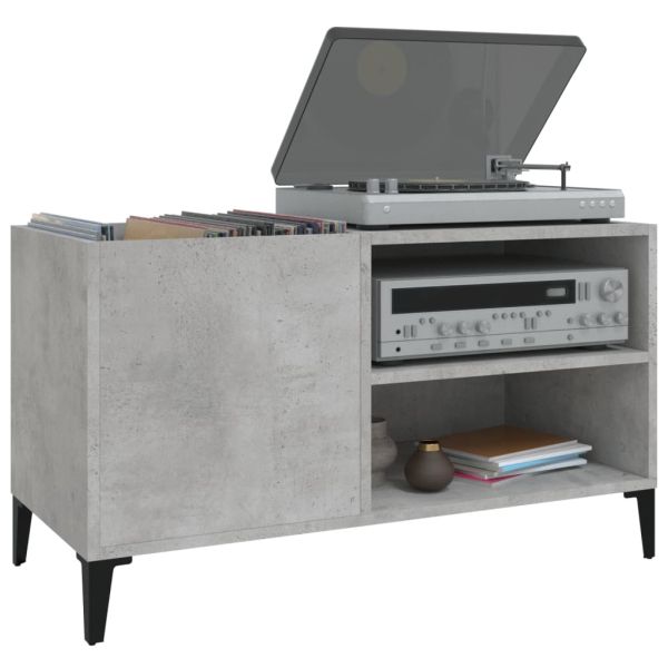 Шкаф за грамофонни плочи сив 84,5x38x48 см инженерно дърво