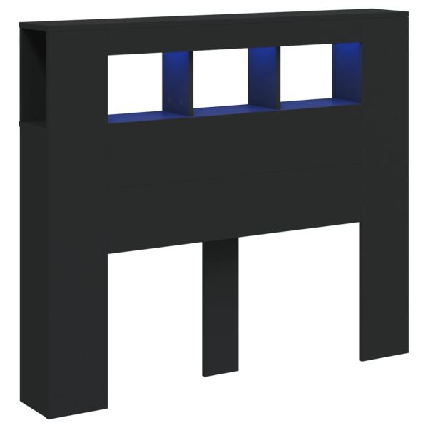 LED горна табла, черна, 120x18,5x103,5 см, инженерно дърво