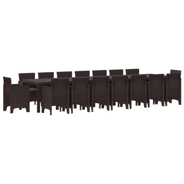 Градински комплект за хранене с възглавници 17 pcs Кафяво ПП