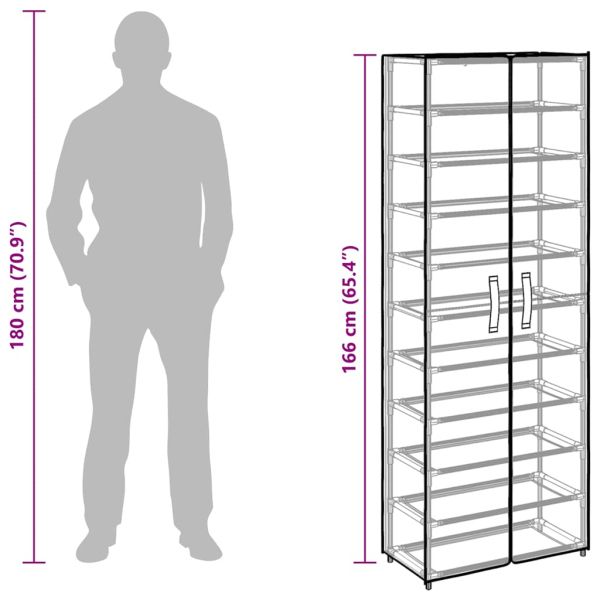 Шкаф за обувки, кремав, 60x30x166 см, плат