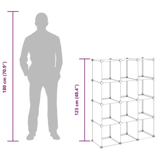 Органайзер с кубични отделения, 12 куба, прозрачен, PP