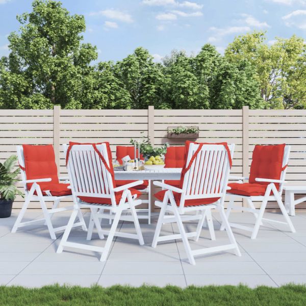 Възглавници за стол с ниска облегалка 6 бр червен Оксфорд плат