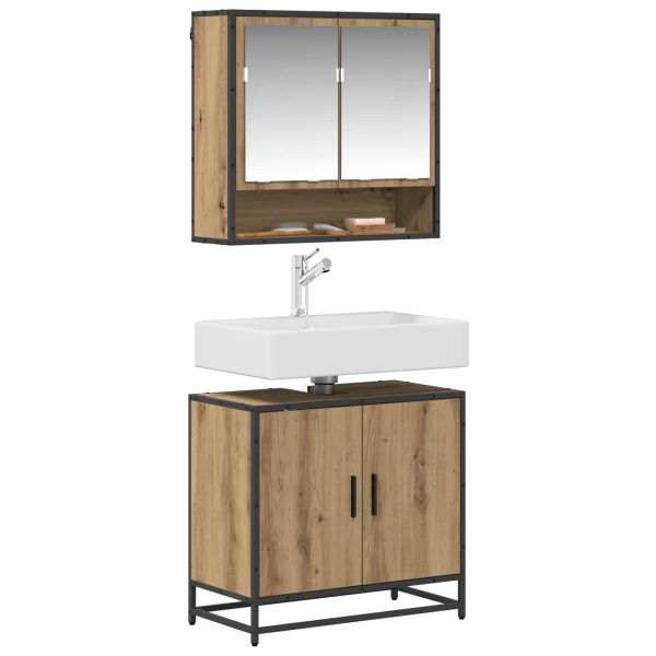 Комплект мебели за баня с рафт 2 pcs Дъб Инженерно дърво