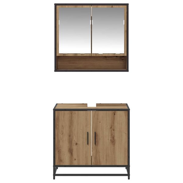 Комплект мебели за баня с рафт 2 pcs Дъб Инженерно дърво