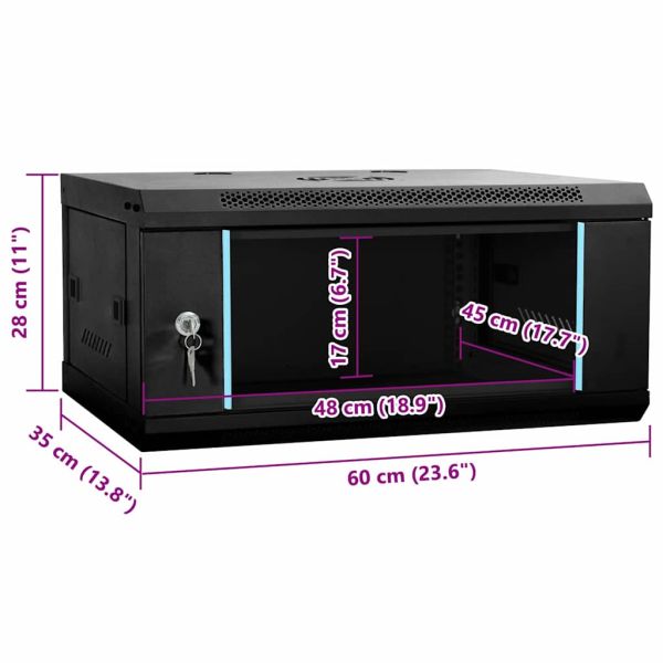 Мрежов кабинет със съхранение Черно 60 x 35 x 28 см Стомана