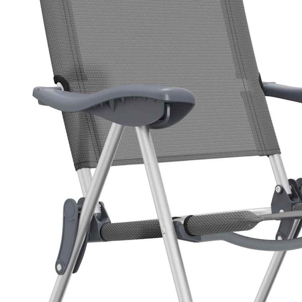 Сгъваеми къмпинг столове, 2 бр, сиви, алуминий