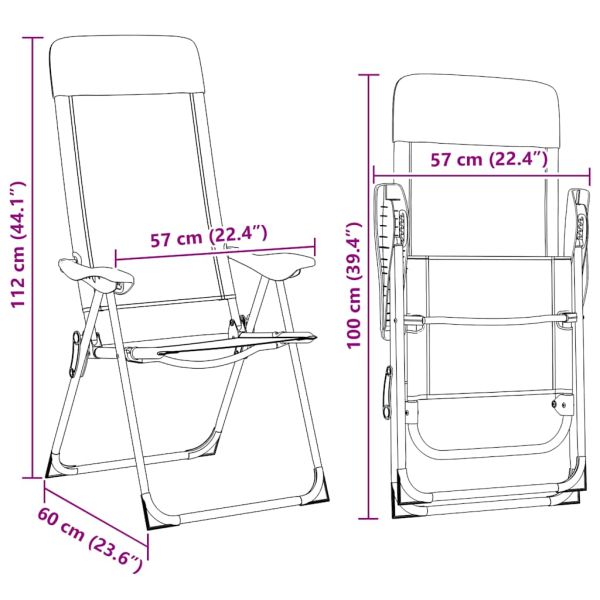 Сгъваеми къмпинг столове, 2 бр, сиви, алуминий