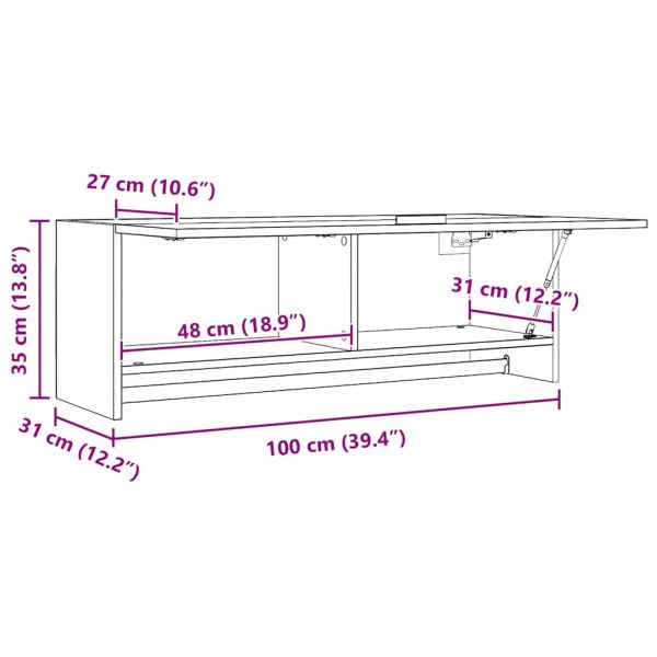 Гардероб, кафяв дъб, 100x32,5x35 см, инженерно дърво