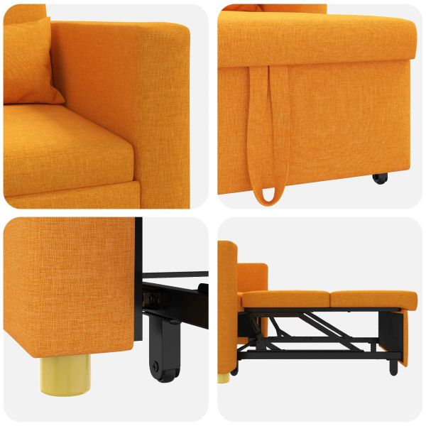 Разтегателен диван с единично легло Тъмножълто 90 x 165 x 87 см