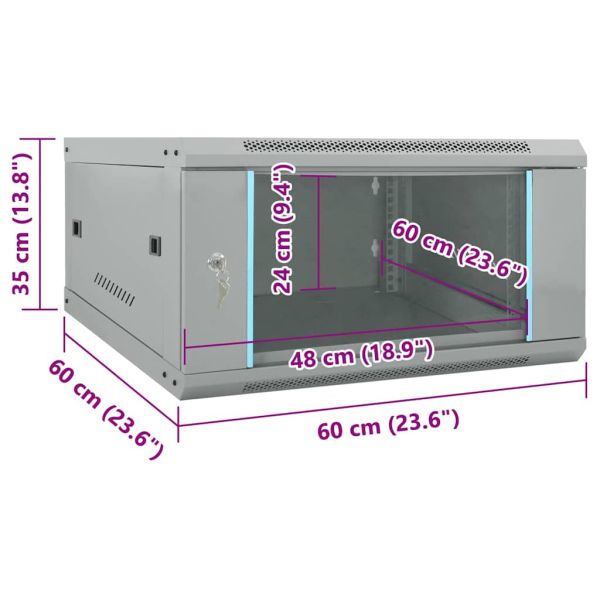 Мрежов кабинет със съхранение Сив 60 x 60 x 35 cm Стомана