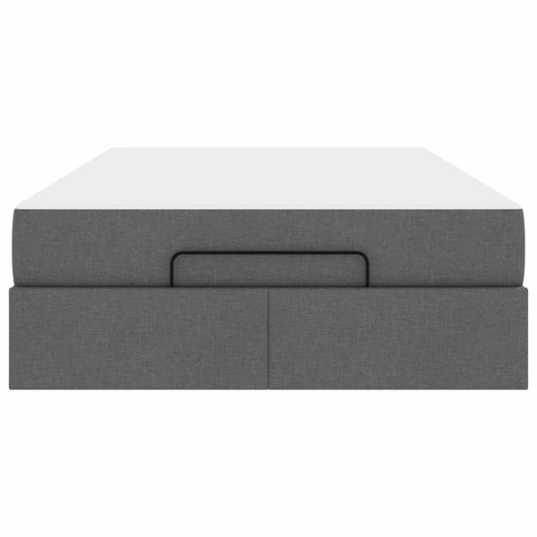 Рамка за легло с матрак с матрак 2 pcs Тъмен сив текстил