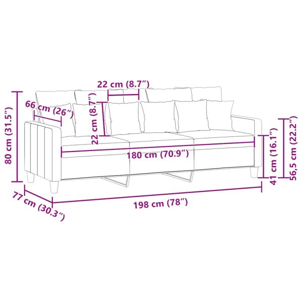 3-местен диван, Виненочервен, 180 см, плат