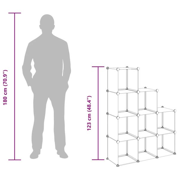 Органайзер с кубични отделения, 9 куба, черен, PP