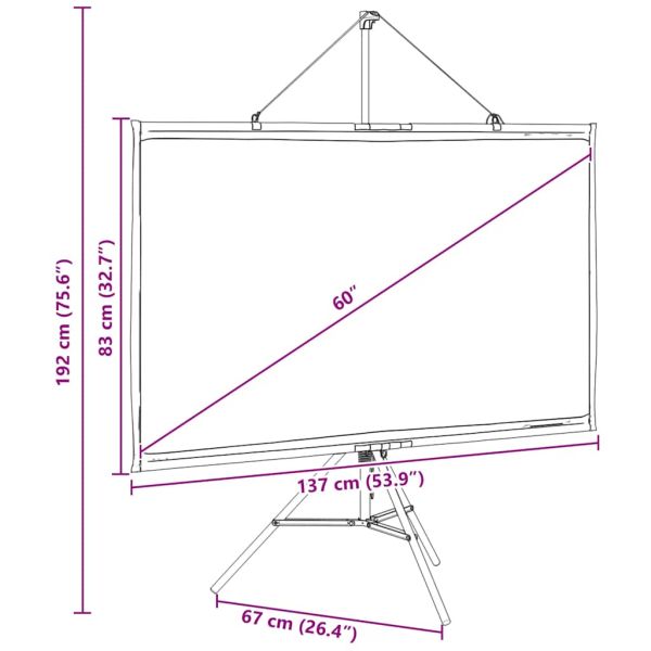 Проекционен екран със статив 60 инча 16:9
