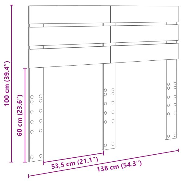Облегалка за глава с таблото Сив Сонома 135 cm Инженерно дърво