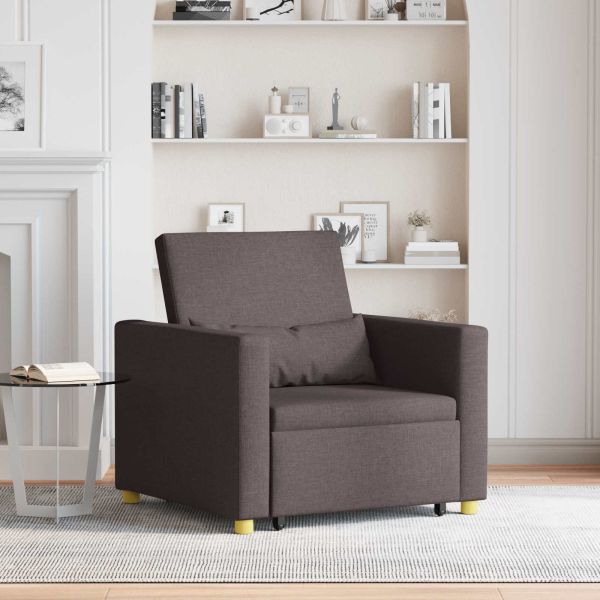 Разтегателен диван с единично легло Тъмнокафяв 90 x 165 x 87 см