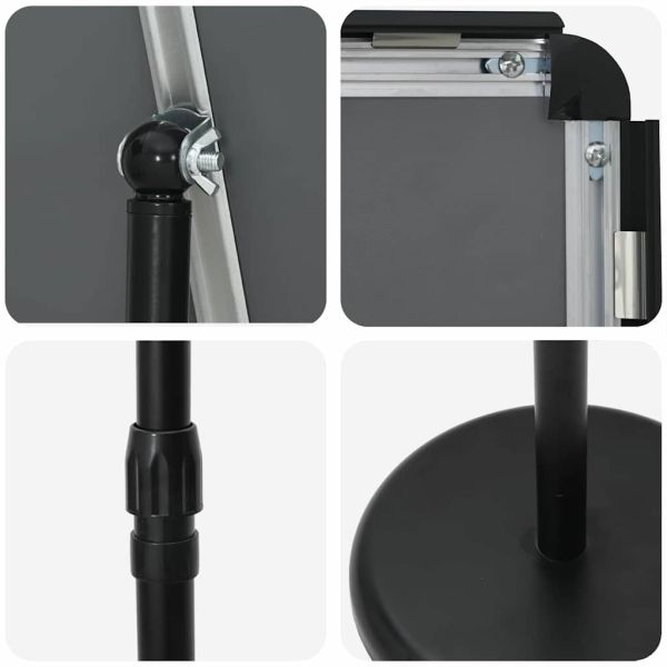 Стендове за търговски прояви Черно 25 x 25 x 125 см Алуминий