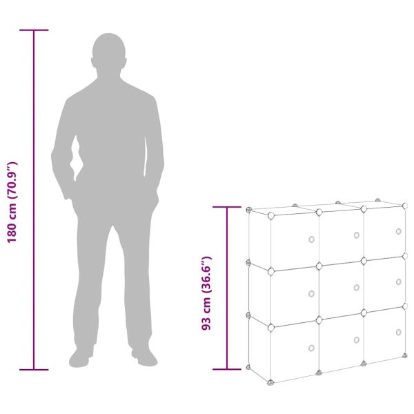 Органайзер за съхранение на кубчета с 9 кубчета и вратички