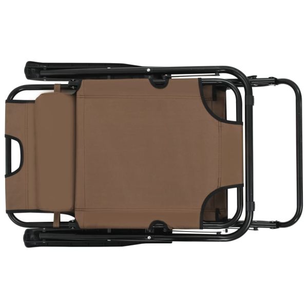 Сгъваеми шезлонги с подложки за крака, 2 бр, стомана, кафяви