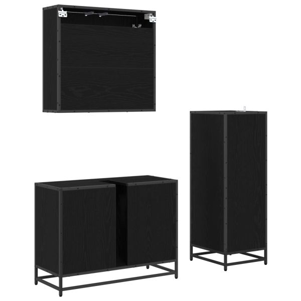 Комплект мебели за баня с рафт 3 pcs Черния дъб Инженерно дърво