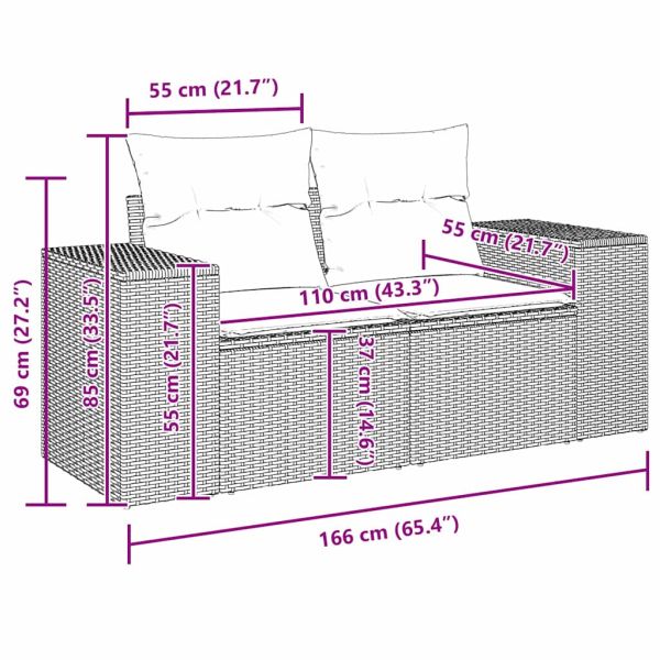 Градински Софа Комплект с възглавница 8 pcs Бежово полиратан