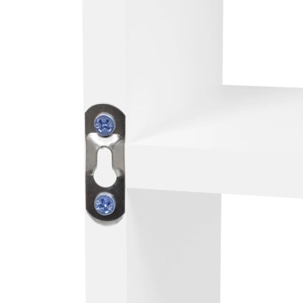 Стенен витринен рафт с 8 отделения бял гланц