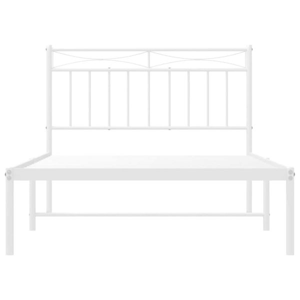 Метална рамка за легло с горна табла, черна, 100x200 см