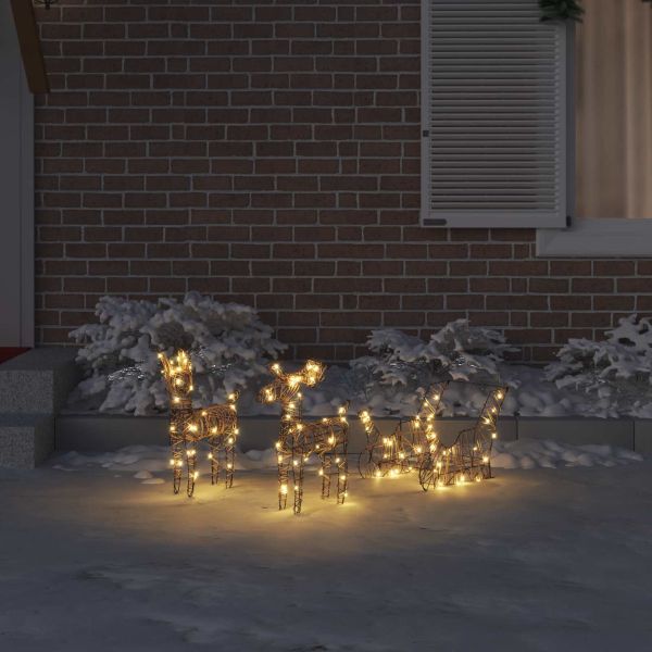 Дядо Коледа, който дърпа шейна Топло бяло 53 x 28 x 33 см Ратан