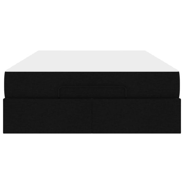 Рамка за легло с матрак с матрак 2 pcs Черно текстил