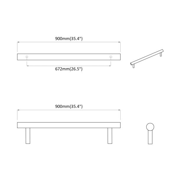 Дръжка за шкаф 2 pcs Сребрист 900 мм Неръждаема стомана