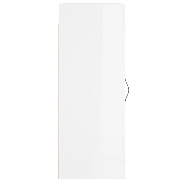 Стенен шкаф, бял гланц, 34,5x34x90 см, инженерно дърво