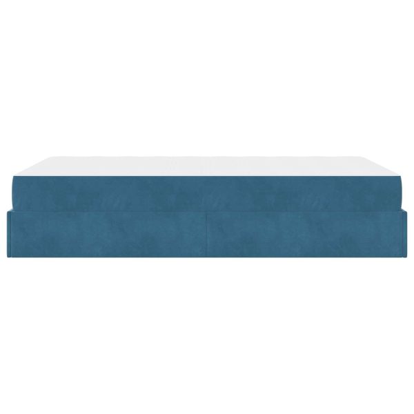 Рамка за легло с матрак с матрак 2 pcs Синьо Кадифе