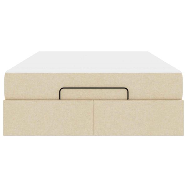 Рамка за легло с матрак с матрак 2 pcs Крем текстил