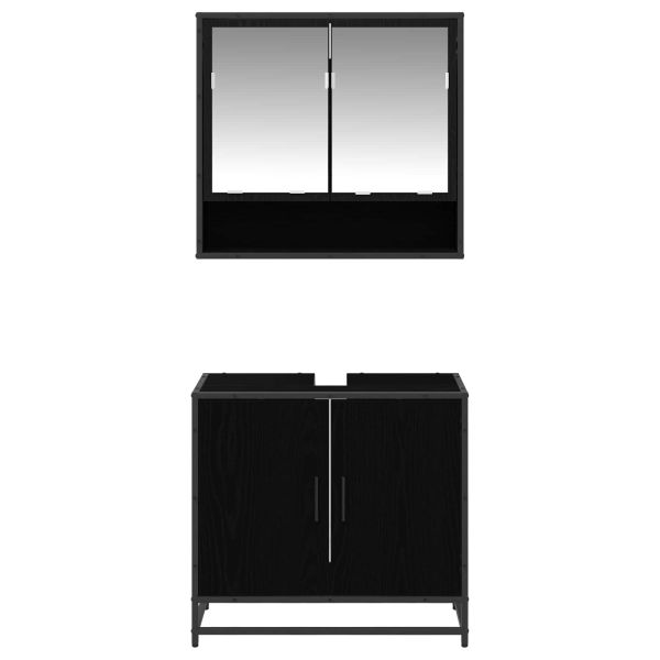 Комплект мебели за баня с рафт 2 pcs Черния дъб Инженерно дърво