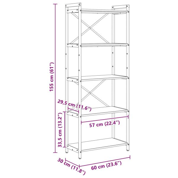 Рафт за книги Старо дърво 60 x 30 x 155 см Инженерно дърво