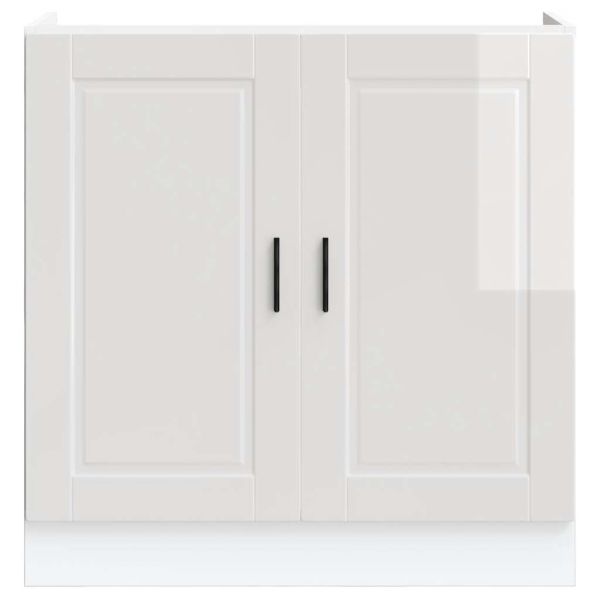 Шкаф за мивка, Porto, бял гланц, 80x46x81,5 см, инженерно дърво