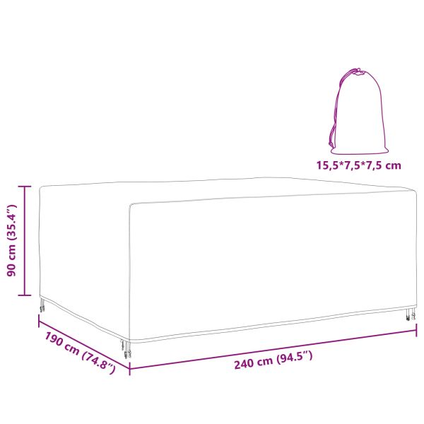 Покривало за мебели Едноцветен Черно 240 x 190 x 90 см 600D