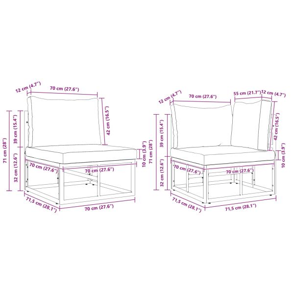 Градински Софа Комплект с възглавница 5 pcs Черно Алуминий