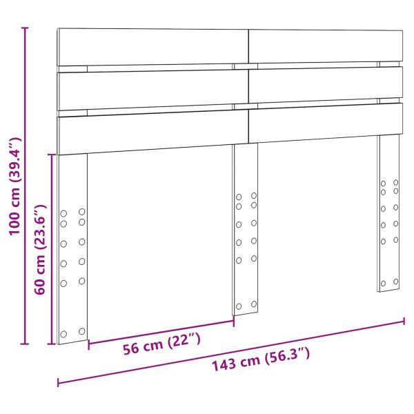 Облегалка за глава с таблото Сив Сонома 140 cm Инженерно дърво
