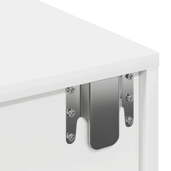 Стенен рафт с чекмеджета, бял, 100x36x19 см, инженерно дърво